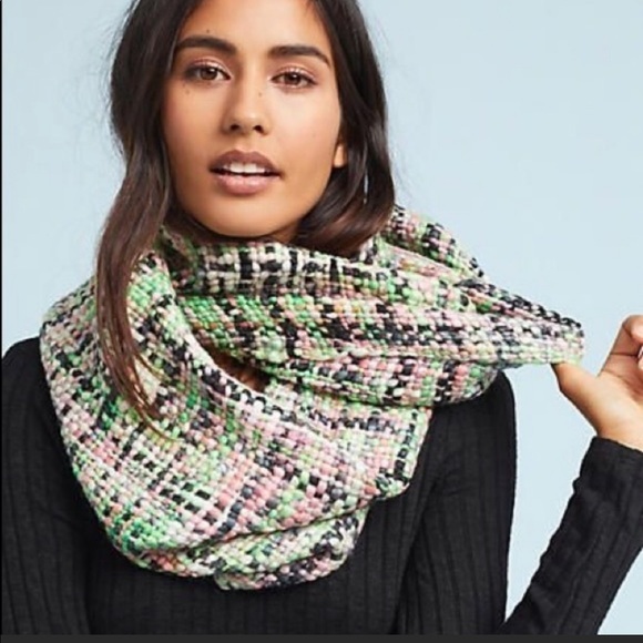 Anthropologie Accessories - Anthropologie Limited Edition Plaid Shimmer Popcorn Loop Knit Infinity Scarf